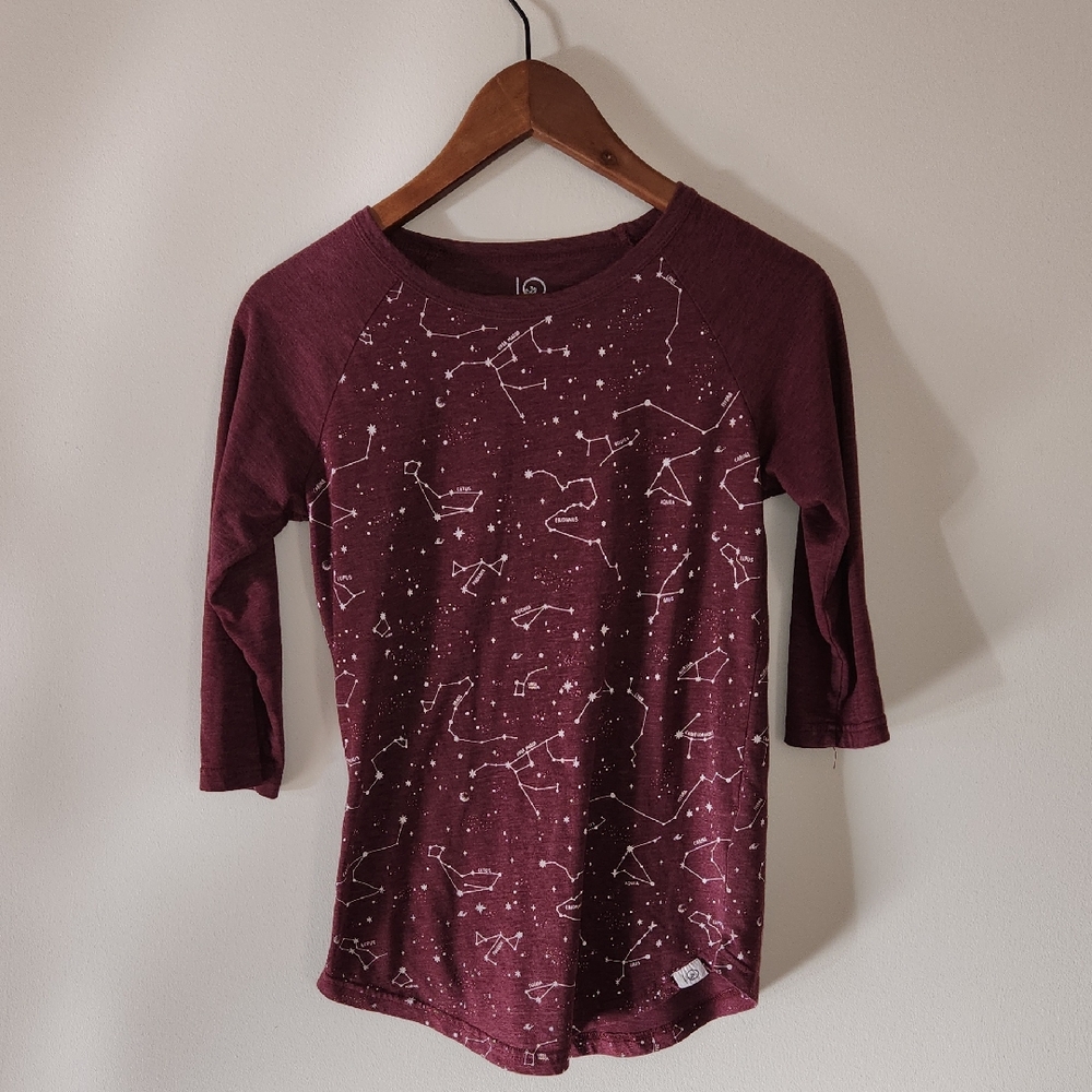 tentree Maroon Starry Long Sleeve Tee